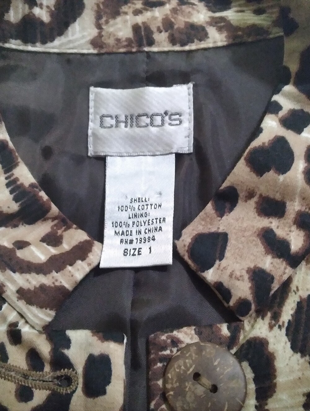 Chico's Leopard-Print Jacket in Tan and Black Size 1 Chico's Sizing.